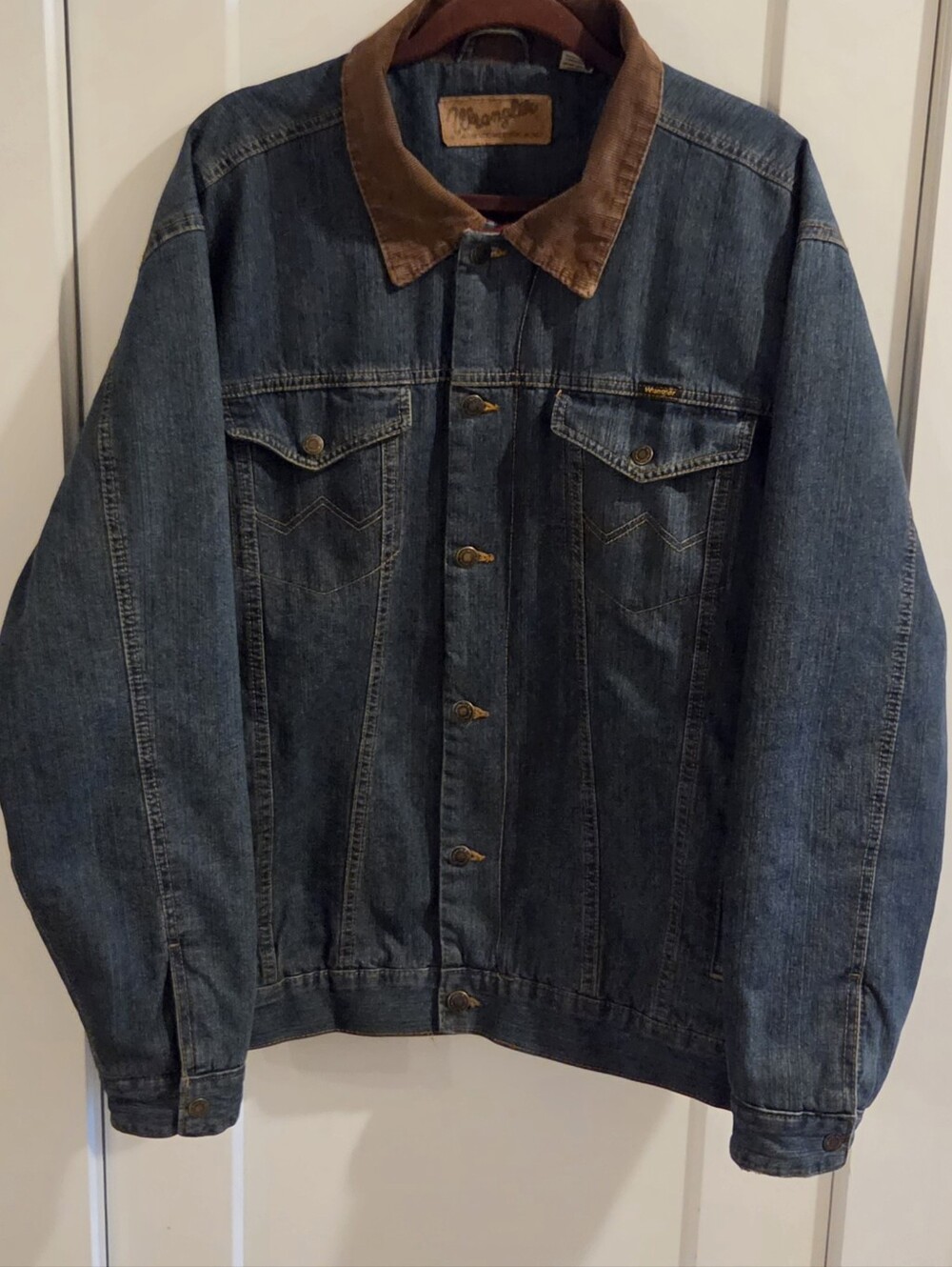 Wrangler Western Denim Trucker Jacket - Size XL Buffalo Plaid Blanket Lined